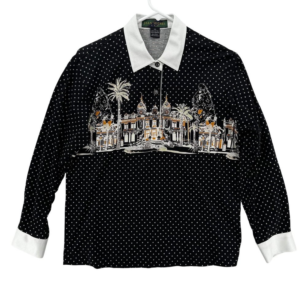 Vintage Jean Michel Shirt Womens Medium Polka Dot Palace Print‎ 90s Graphic Tee